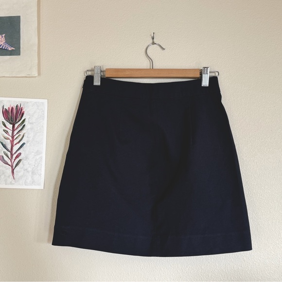 Everlane Almost Mini A-Line Skirt Navy 2 EUC Stretch - Picture 2 of 12